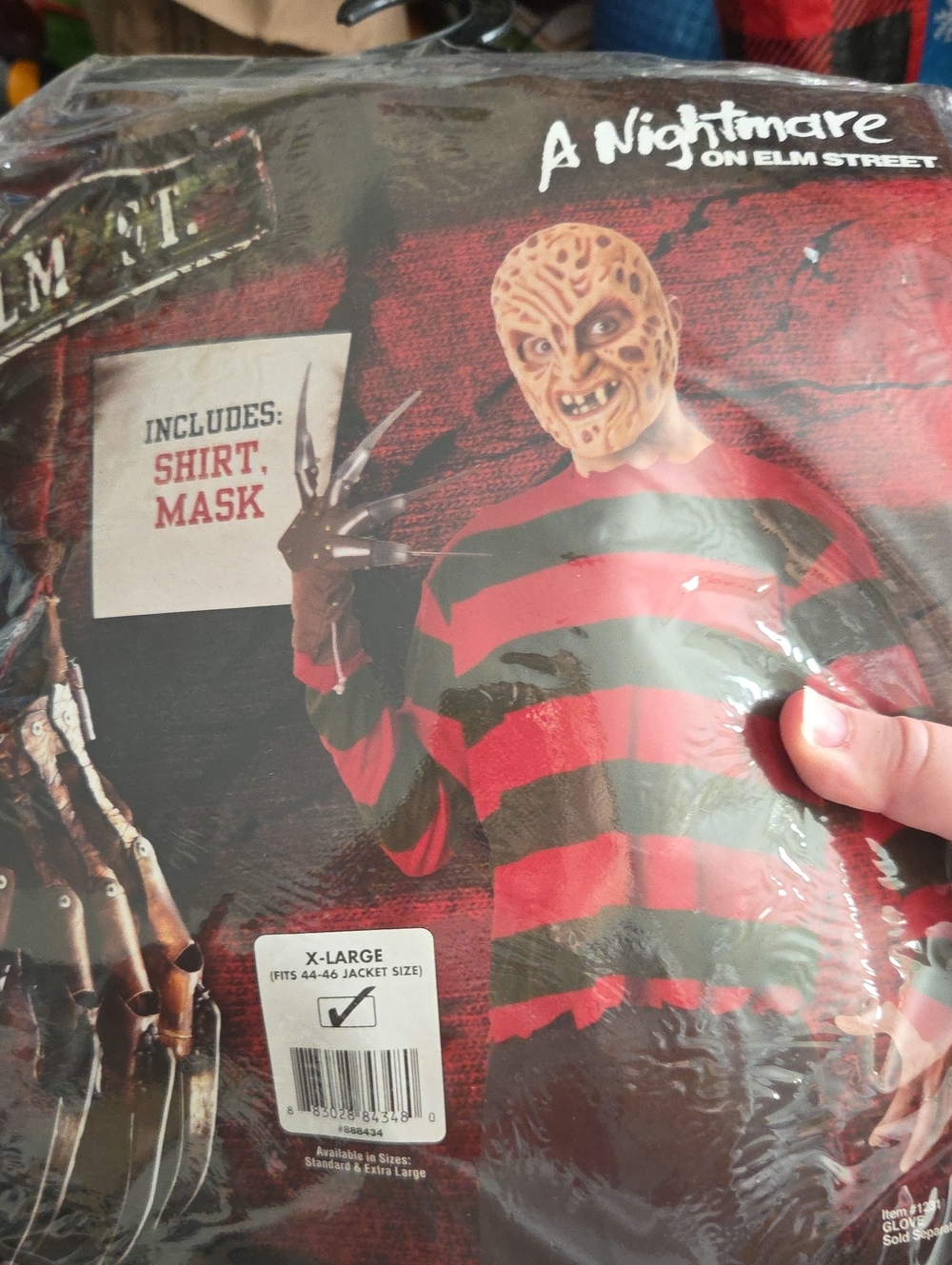 Rubie's Freddy Krueger Adult Costume - Red & Dark Green Striped Shirt with Mask